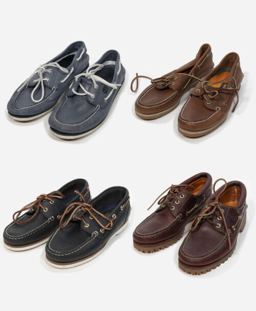 Box four pairs of Timberland low shoes