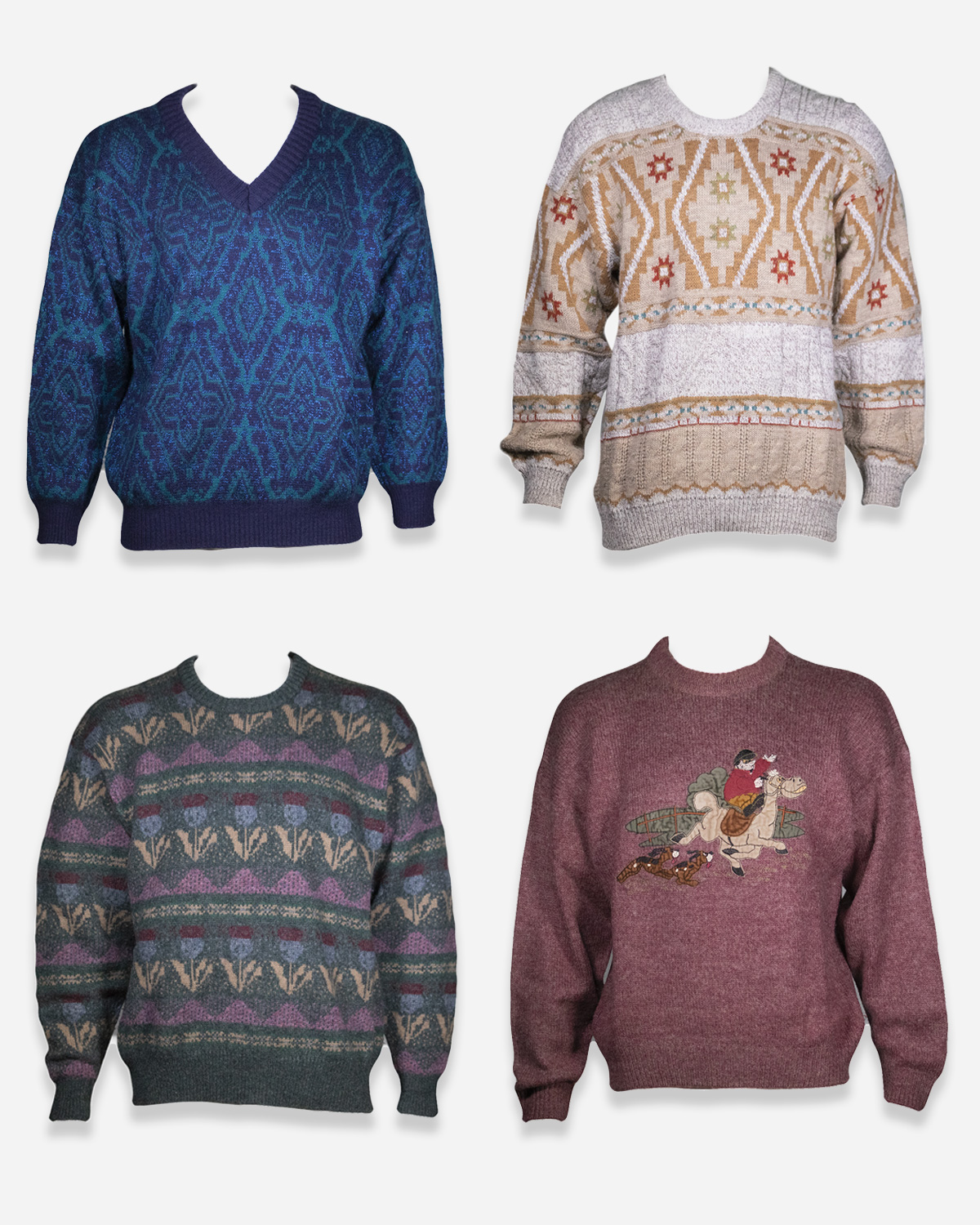 Box four 80s-90s coloured jumpers
