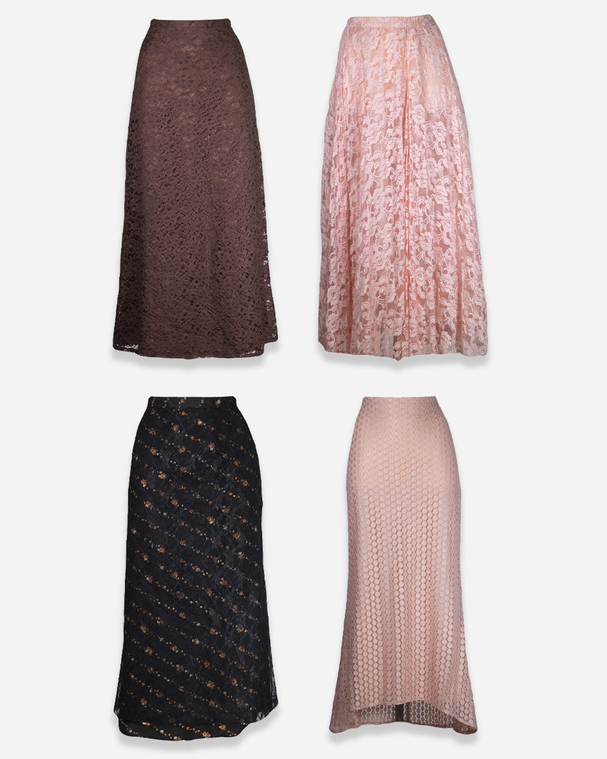 Box four long lace skirts