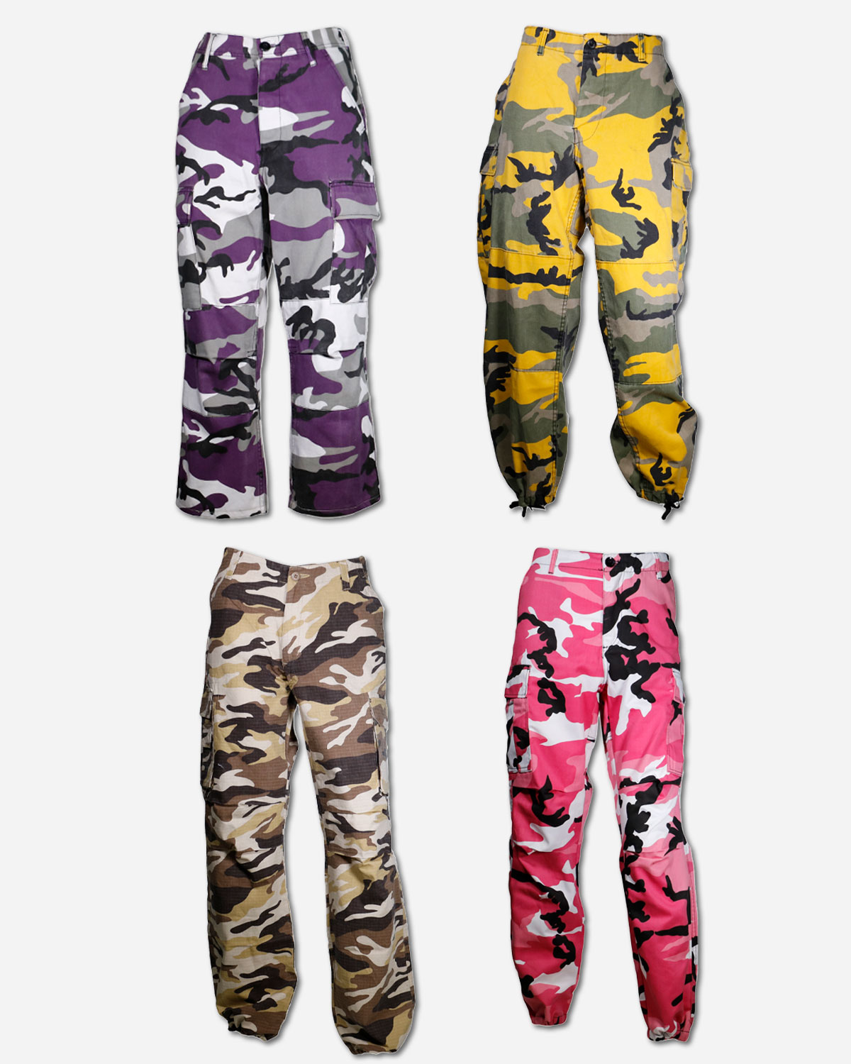 Box four camouflage military trousers