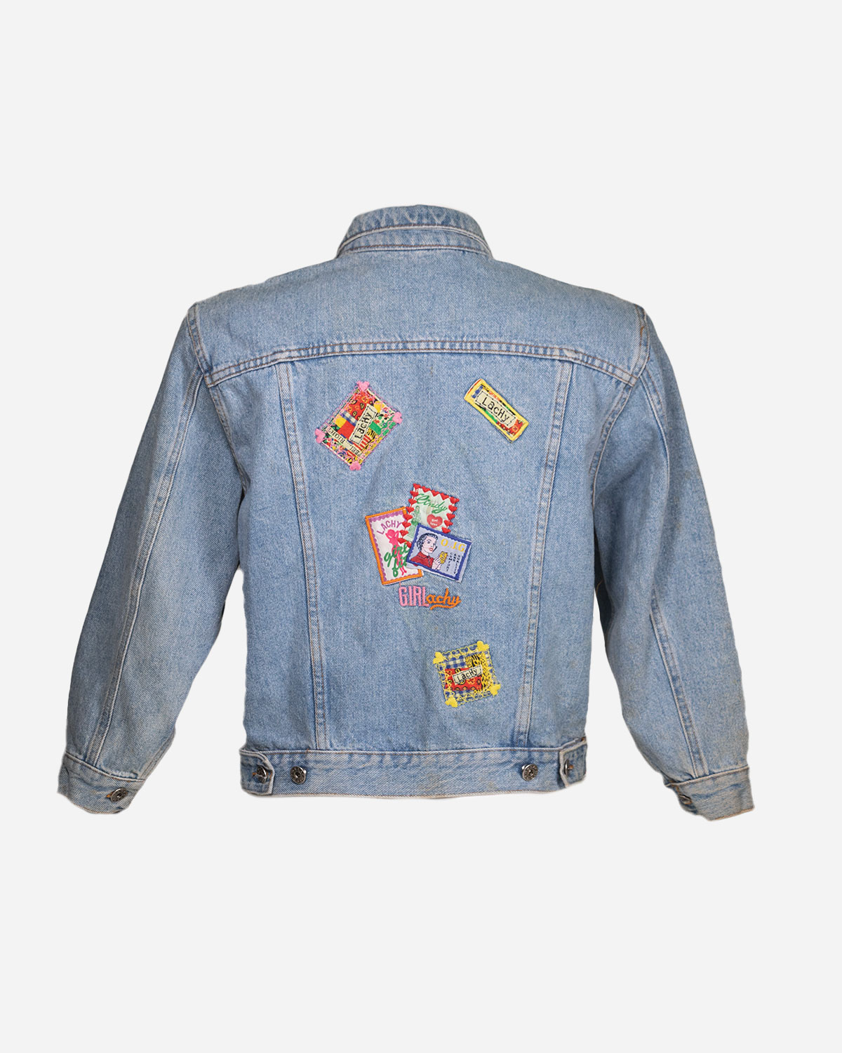 Box four denim jackets with patches