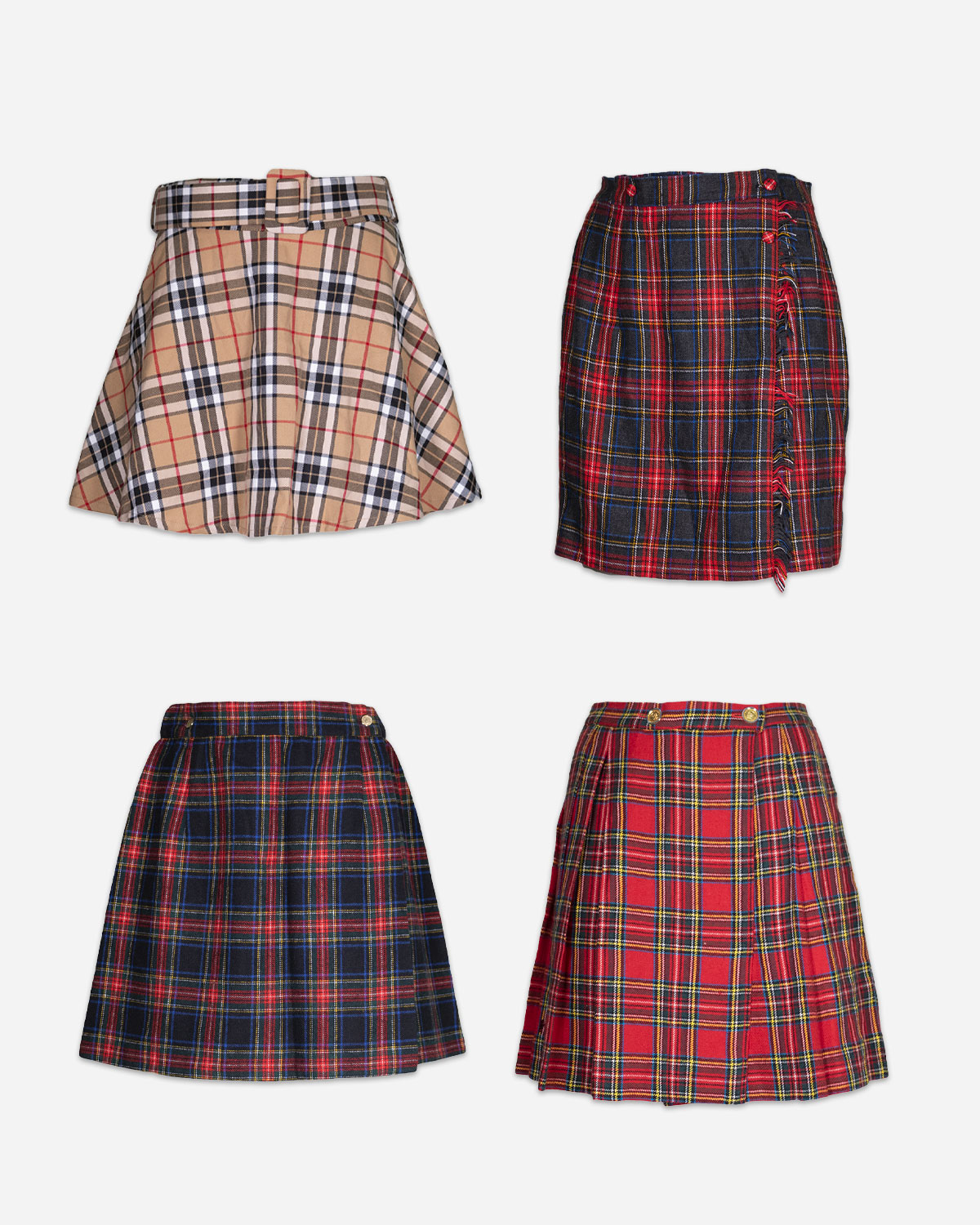 Box four tartan miniskirts
