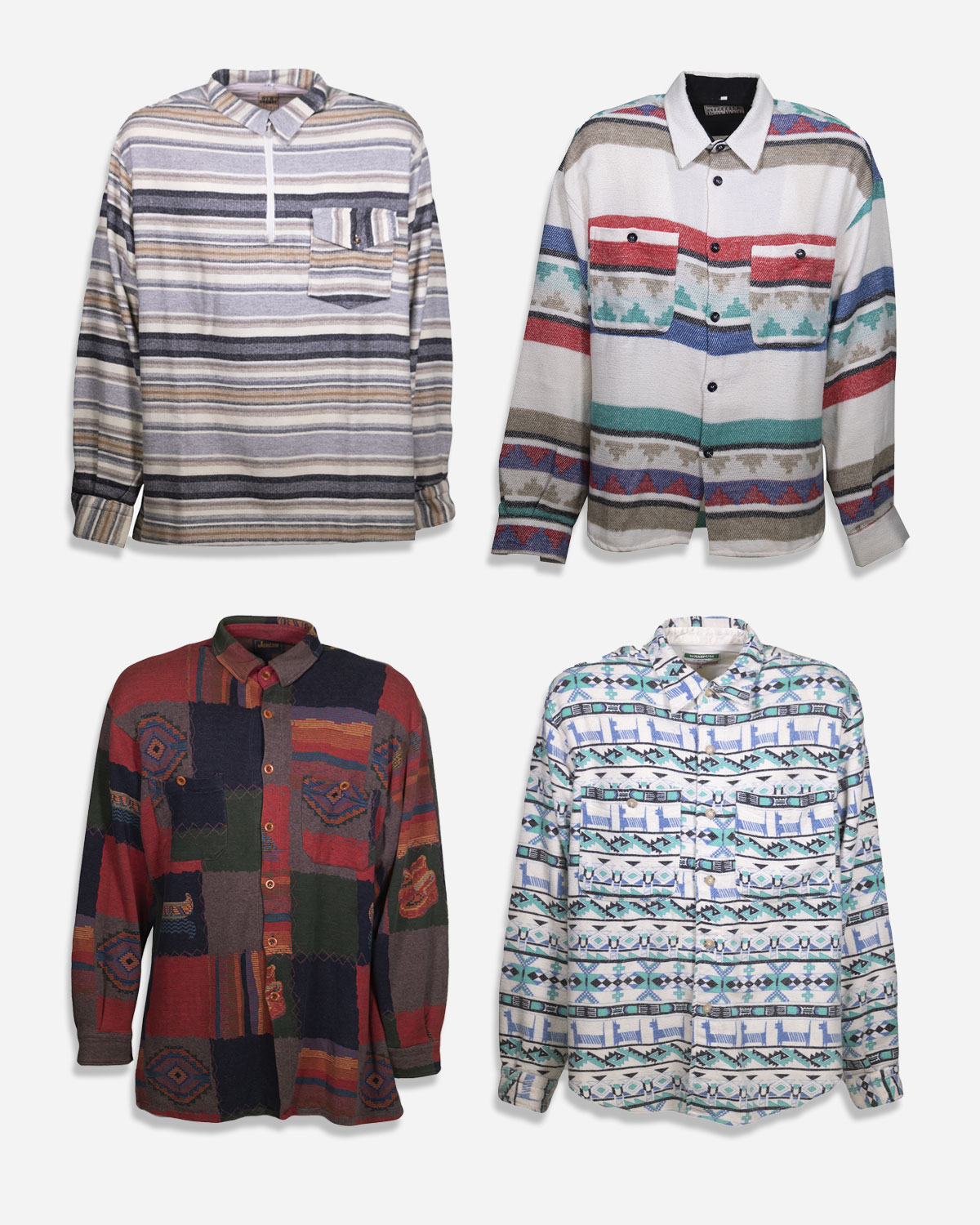 Men's flannel shirts with Aztec print: 4 pieces