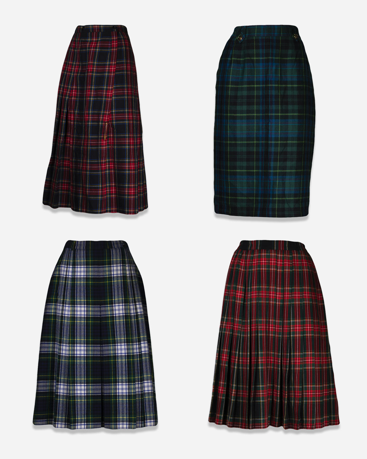 Box four tartan skirts