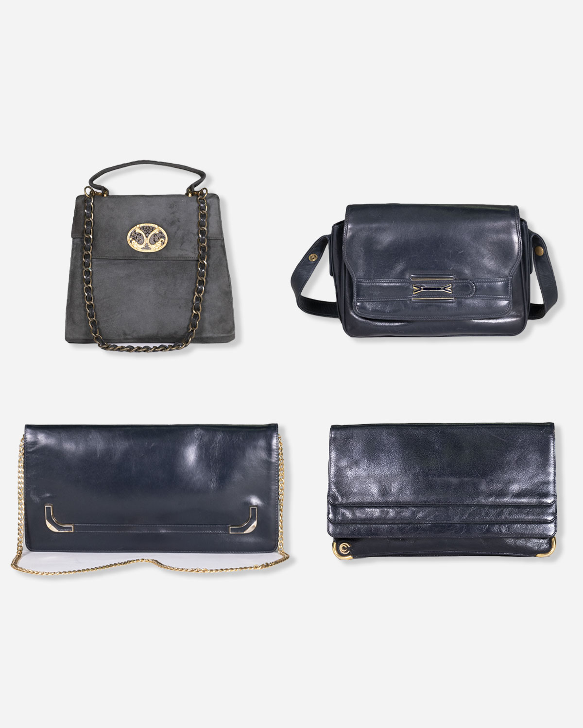 Vintage 80s leather handbags: 4 pieces