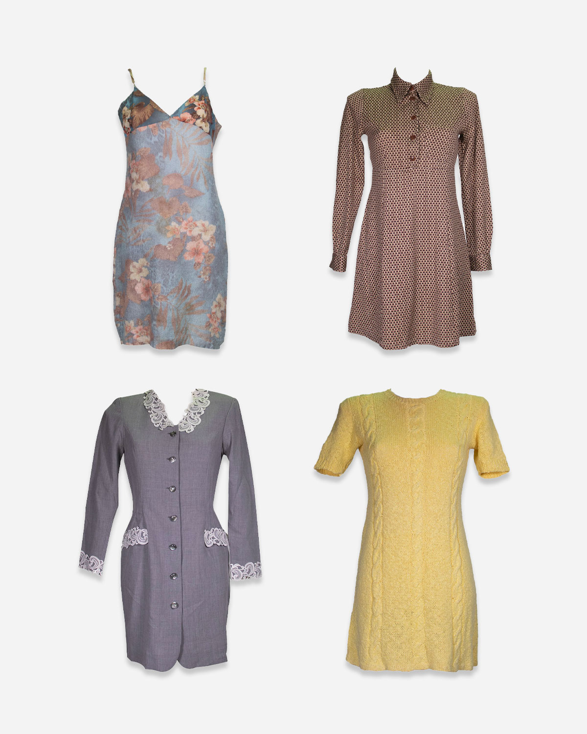 80s-90s women's colorful winter dresses: 4 pieces