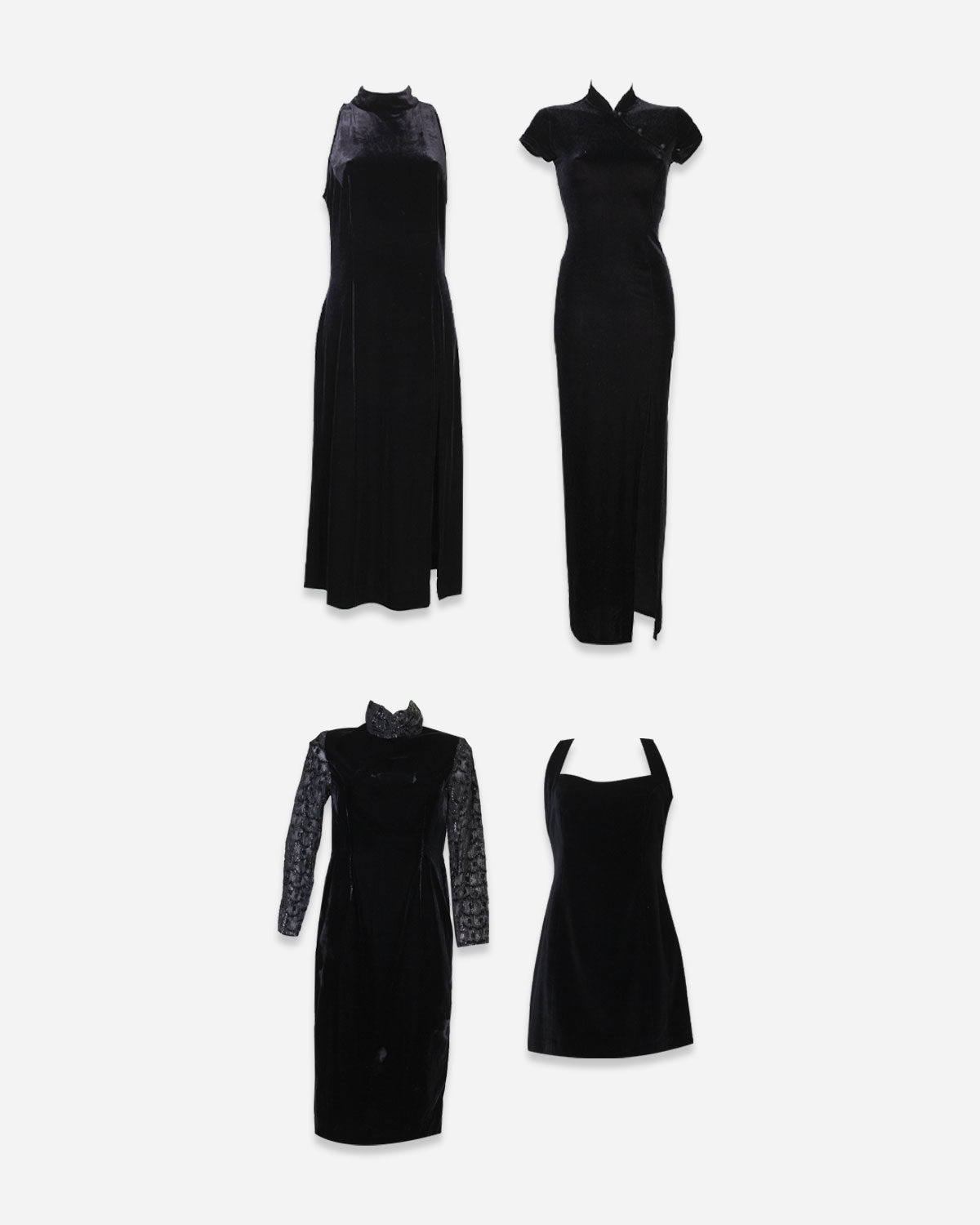 Women's 80s-90s velvet dresses: 4 pieces
