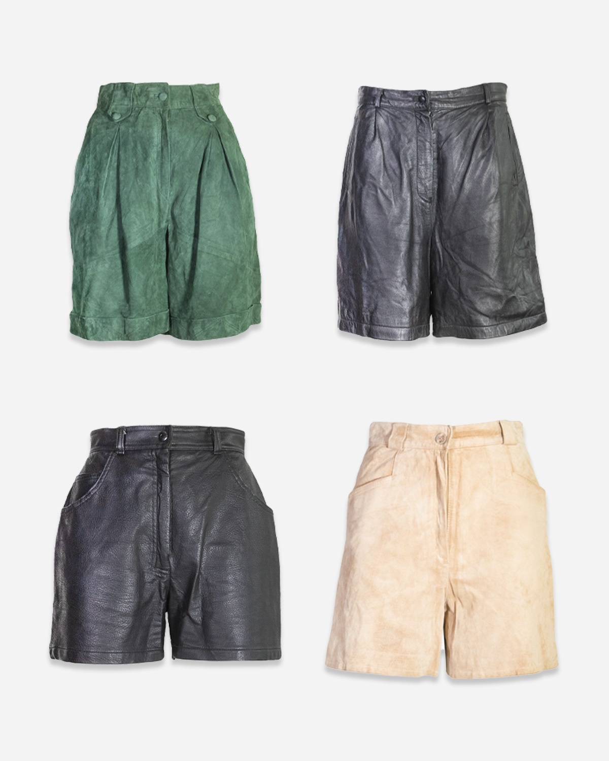 Suede and leather shorts: 4 pieces