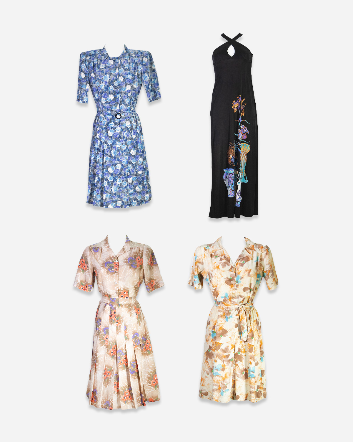 70s Summer dresses: 4 pieces