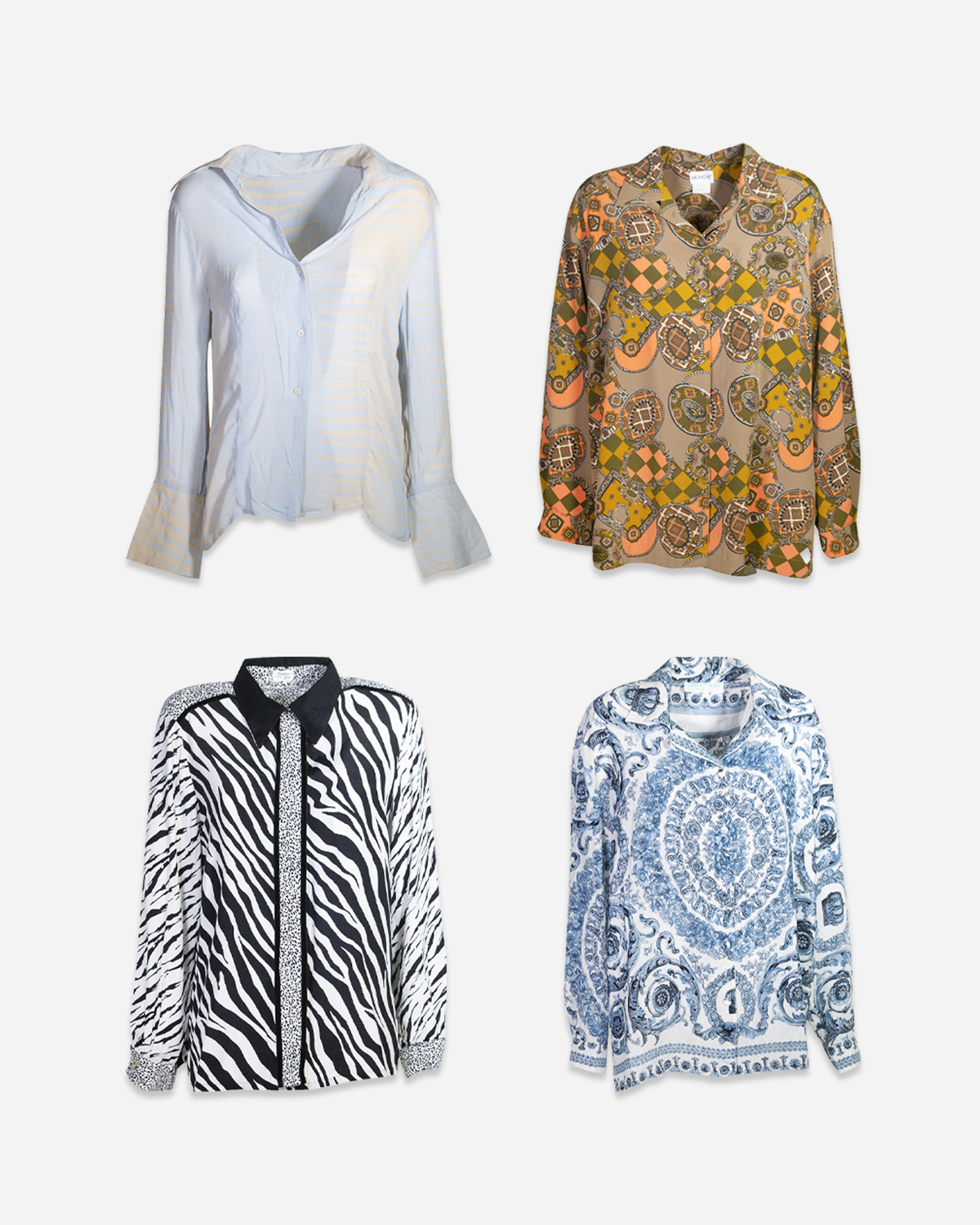 Baroque-style vintage shirts: 4 pieces