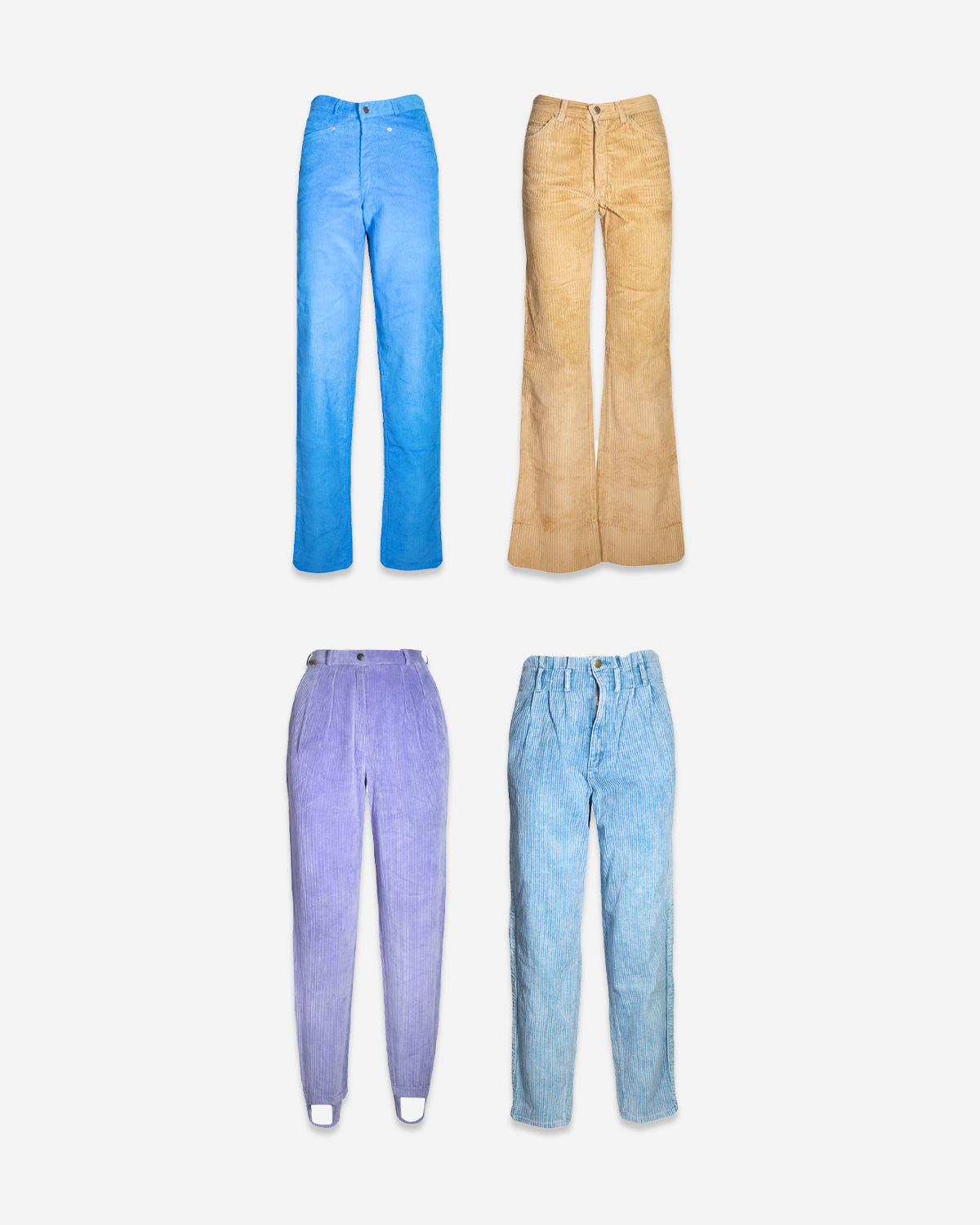 Pantaloni vintage da donna in velluto a coste 4 pezzi